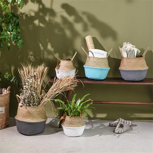 Wicker Storage Basket Household Organizer / Flower Planter Nursery Fruit - Lush Home Gallery