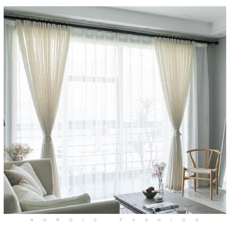 Modern Ivory White Japanese Style Linen Curtain - Lush Home Gallery