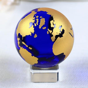Golden Blue Crystal Globe - Lush Home Gallery